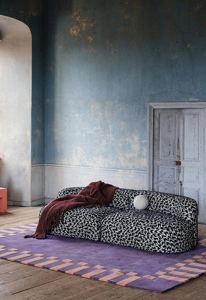 Tapis Teklan - Saumon et Bleu - Layered - Scandinave - Maison Caldeira