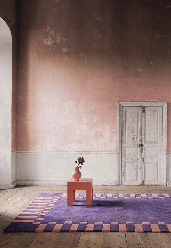 Tapis " Telkan cadre" Saumon - Maison Caldeira